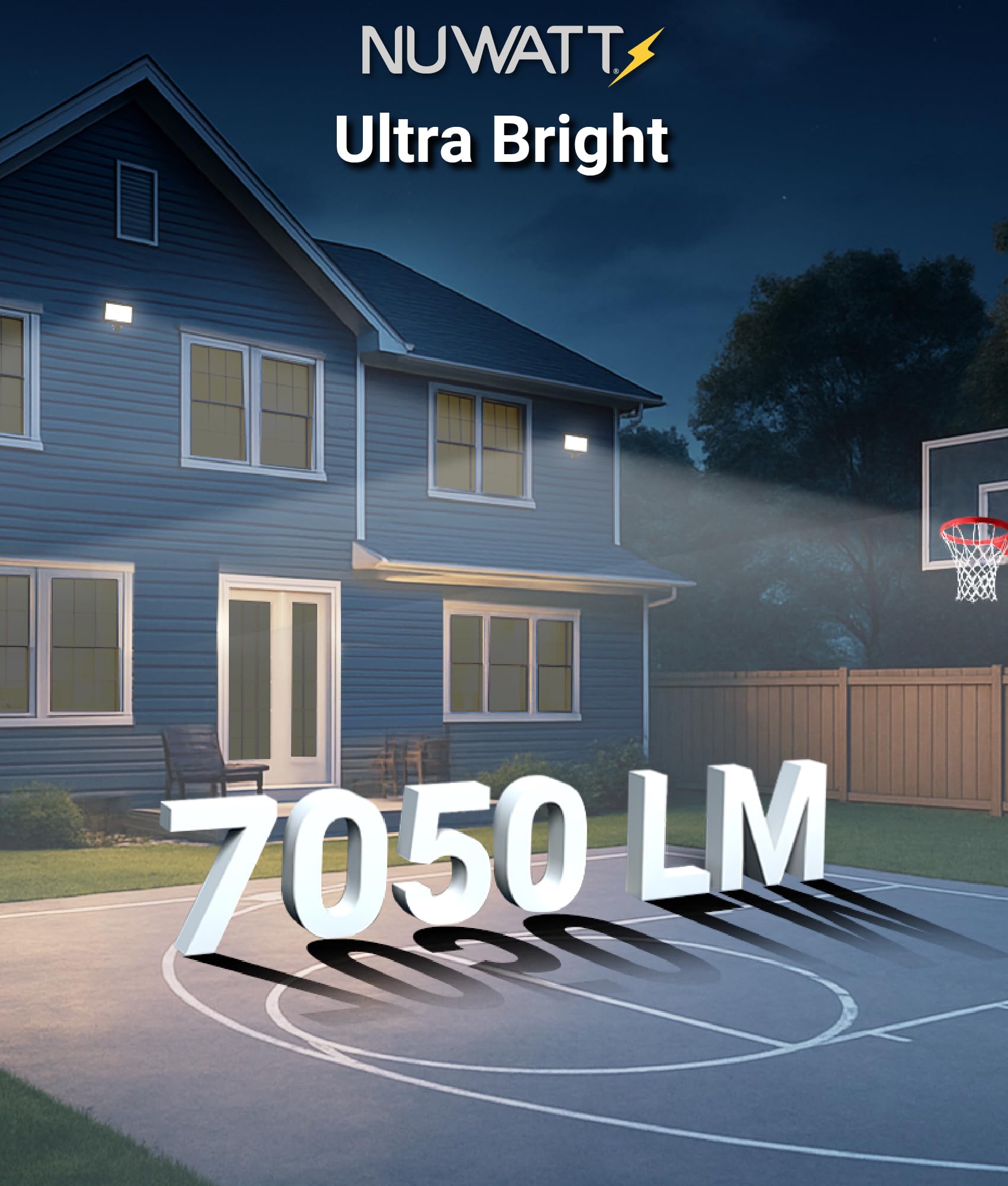 NUWATT LED-Flutlicht für den Außenbereich, 50 W, 1,27 cm Schaft-Halterung, wasserdicht, 7050 Lumen, 3 CCT Farbe wählbar, LED-Flutlicht für Hof, Garten, Garage, Gewerbe, 100–277 V, Bronze-Finish