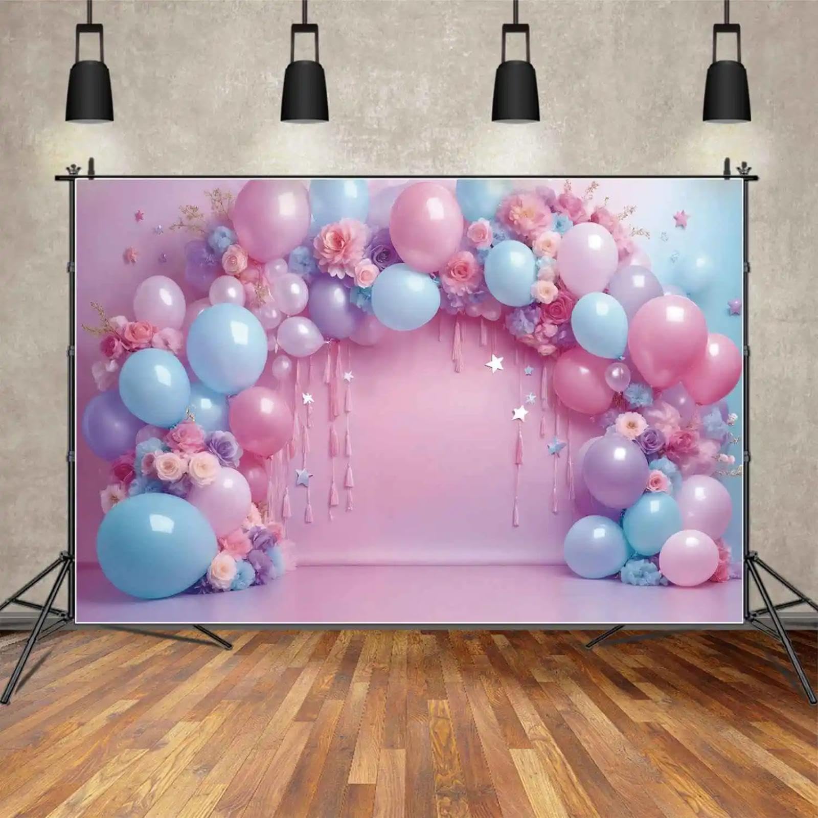 Tło Dziewczyny Happy Birthday Party Baner Tło Baby Shower Fotografia Rekwizyty Kwiat Balon Dekoracja 240 x 180 cm
