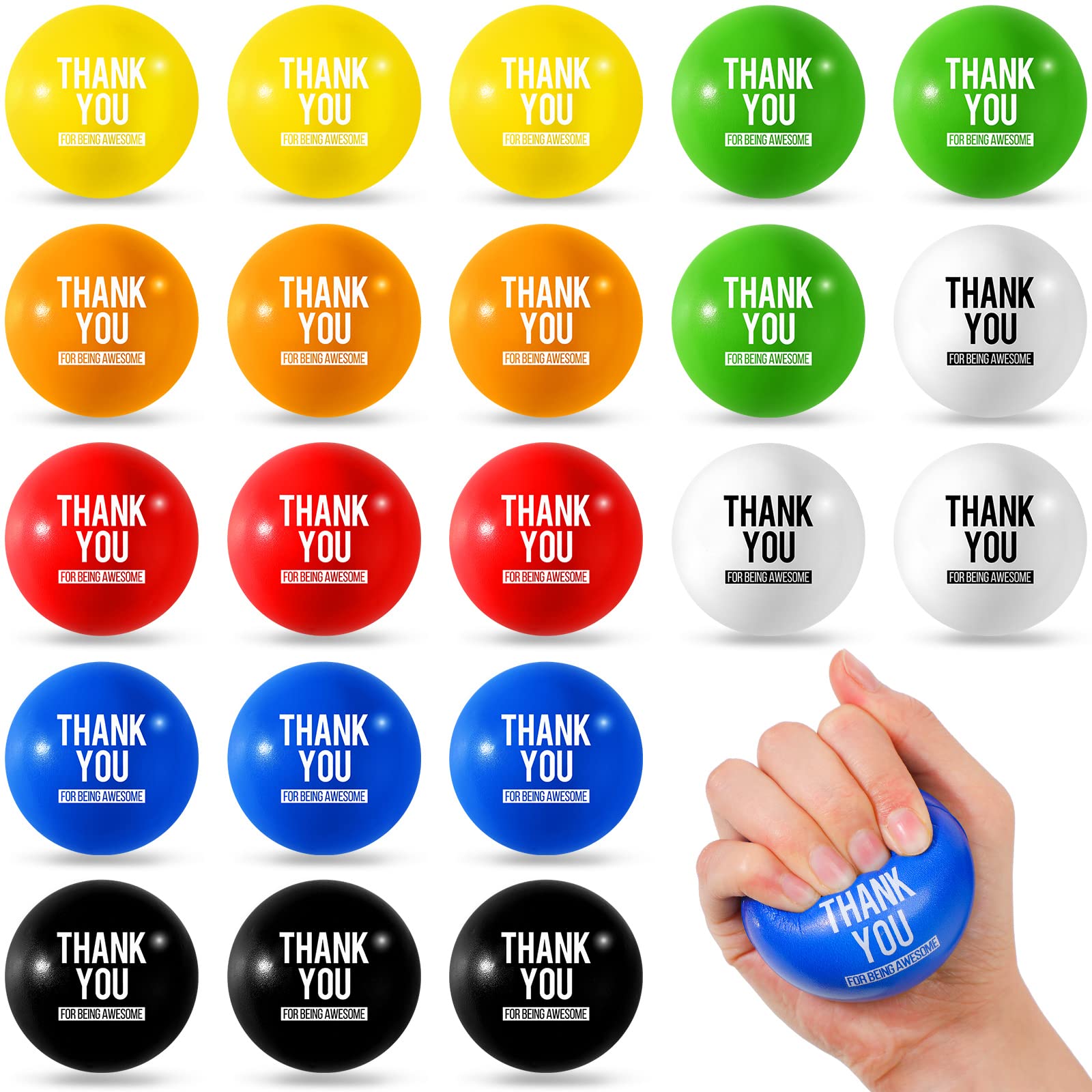 Leitee 21 Pcs Thank You Stress Balls Employee Appreciation Gifts Squeeze Balls for Motivational Colorful Anxiety Stress Relief Employee Day Gifts for