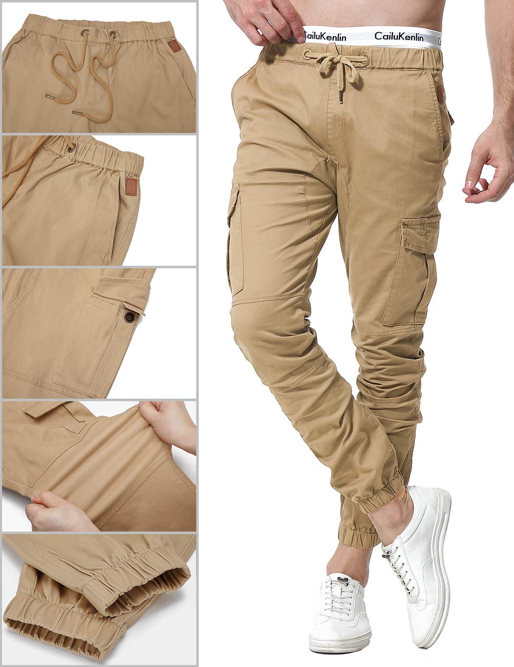 ZOEREA Homme Pantalon Cargo Sport Jogging Pantalons Multi Poches Ceinture Élastique Casual Activewear Long Pants