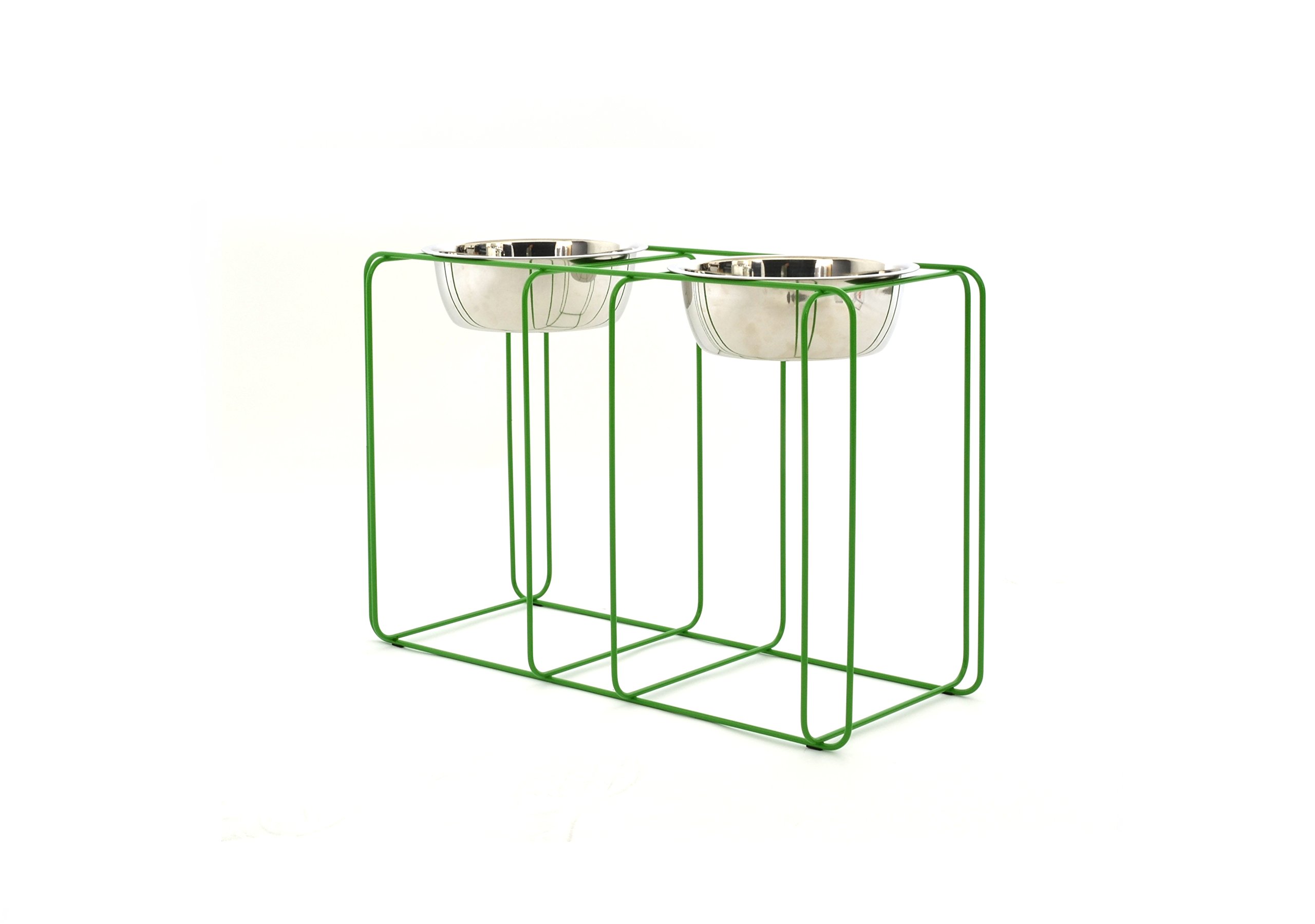 Wire and Dine Elevated Dog Bowl - Large - Green - 8 Cup