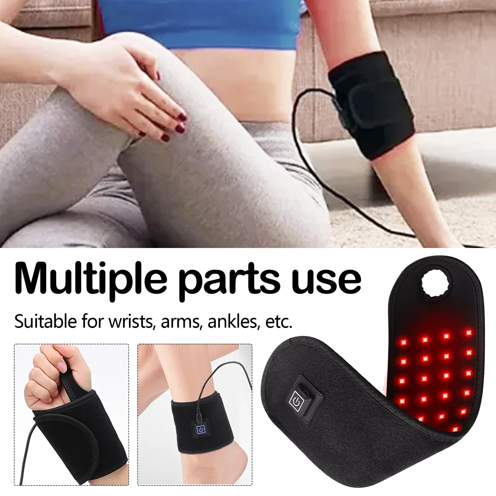 Ceinture de Thérapie par Lumière Rouge, Combo 660 nm et 850 nm Lumière Rouge Thérapie,Thérapie Infrarouge Lumière Rouge Pour Soulager la Douleur, pour Poignet,Muscle,Dos,Genou, épaules