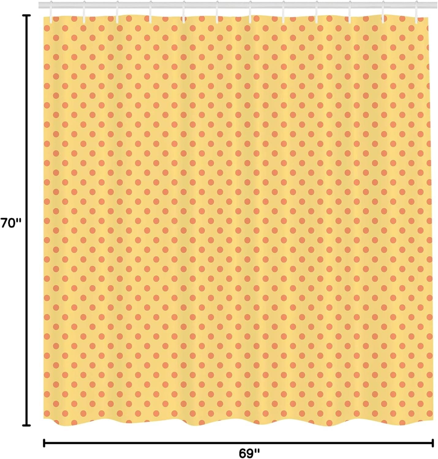 Ambesonne Polka Dots Shower Curtain, Tiny Little Retro Circles Vintage Style Geometric Round Motifs Composition, Cloth Fabric Bathroom Decor Set with Hooks, 69" W x 70" L, Pale Rust