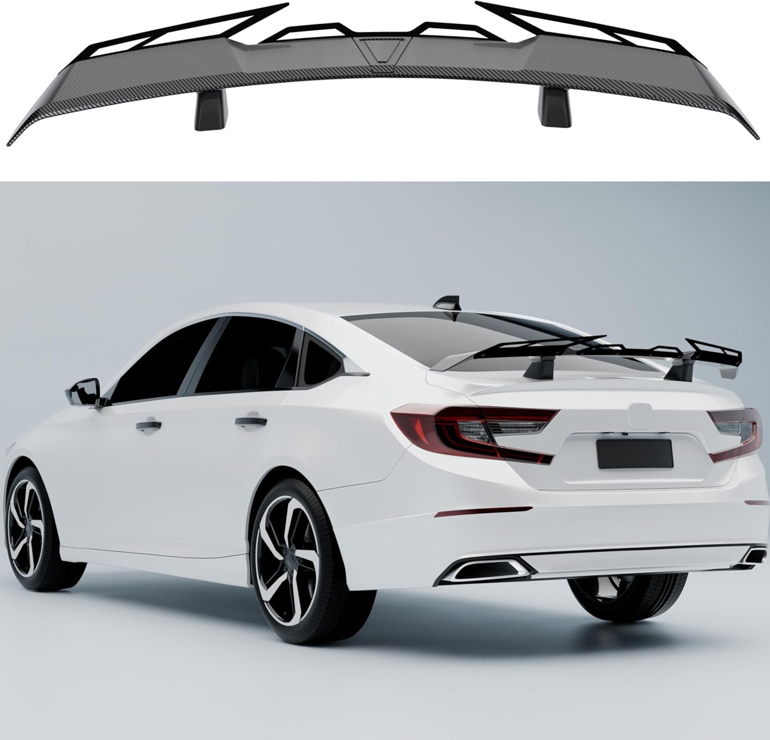 Carbon Fiber Look Spoiler Compatible with Honda Accord Sedan Saloon Accessories GT Duckbill Aleron Spoiler Trunk Mounted for Honda Accord All Years All Models Wing Easy Installation