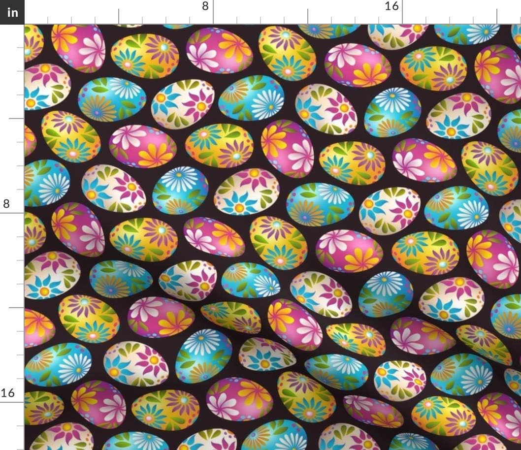 Spoonflower Fabric - Painted Eggs Easter Holiday Spring Floral Folk Art Printed on Cotton Poplin Fabric by The Yard - Sewing Shirting Quilting Dresses Apparel Crafts