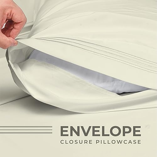 Miniatura 4 de Sábanas tamaño King  Sábanas y fundas de almohada de 6 piezas  Lujosas sábanas de microfibra suave de 3.53 ozm, transpirables y refrescantes, con