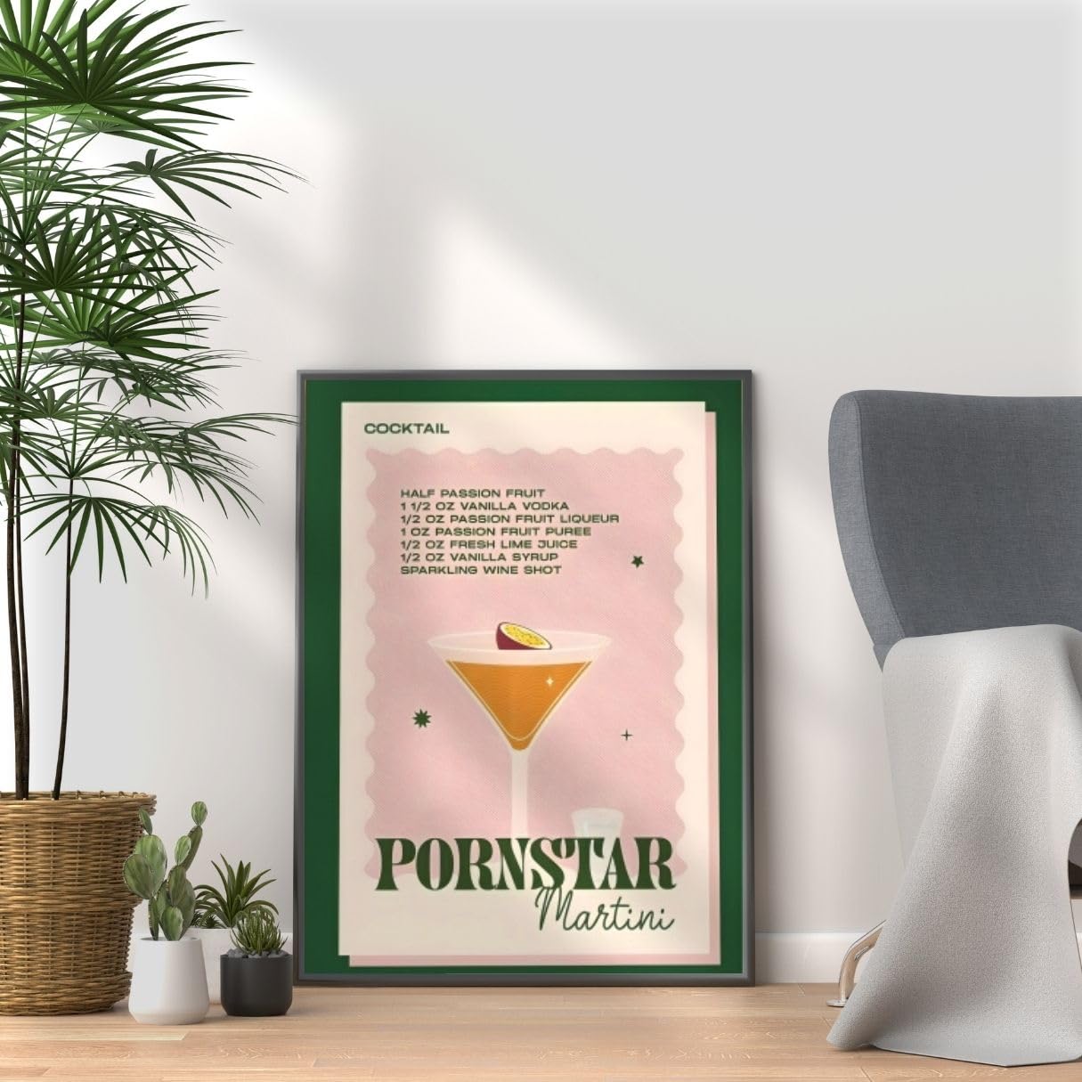 PornstarMartini - Vintage Cocktail Print, Home Bar Art Display - Retro Bar Decor for Home, Kitchen, Lounge - Ideal Poster for Cocktail Lovers, A4 A3 Home Decoration Wall Art Deco (A4 Print Only)