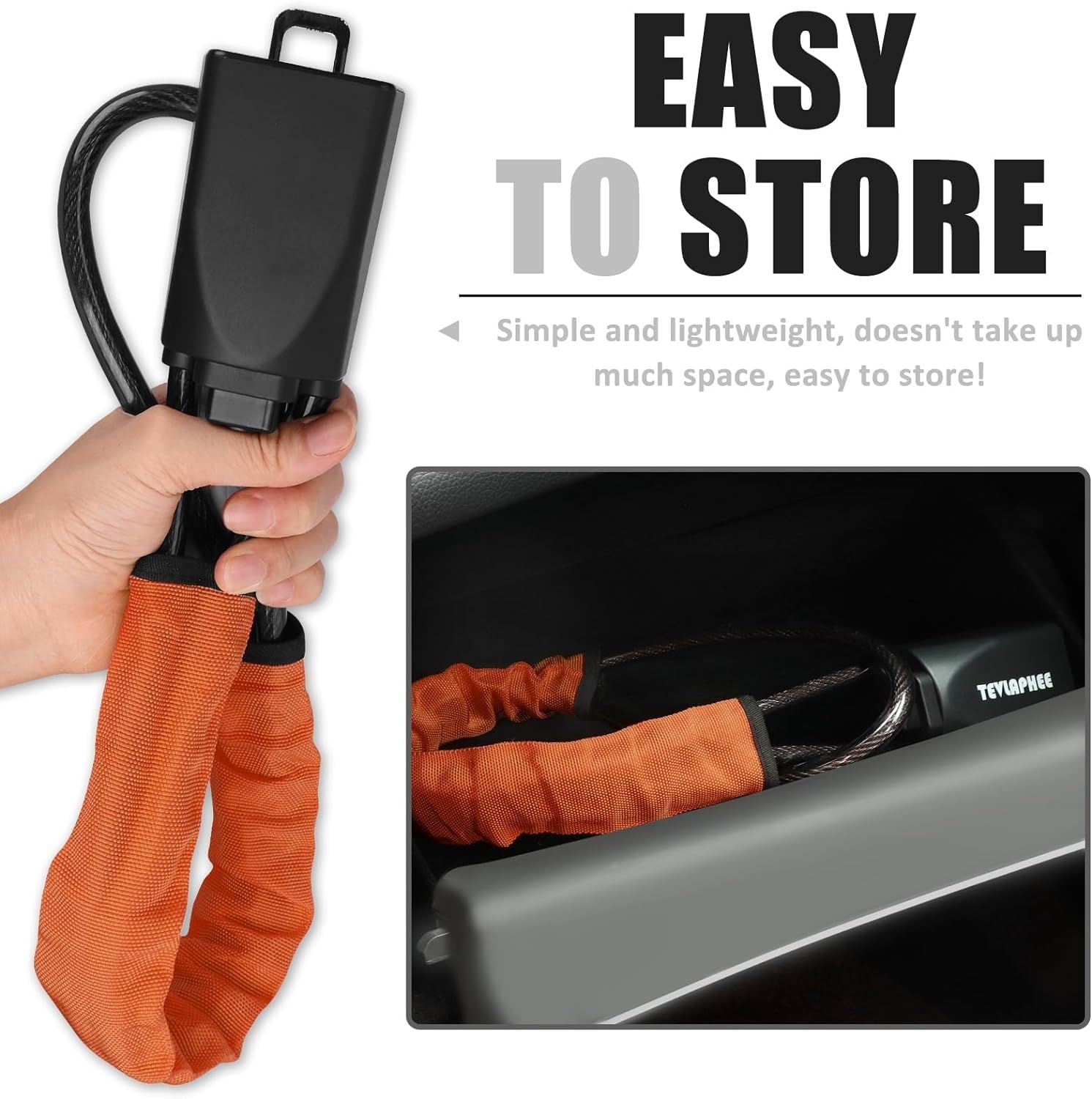 Antirrobo Coche Volante,Bloqueo de Volante Coche con 2 llaves,para Ford Edge 2009-2024+ Cerradura Del Volante Antirrobo,B-Orange
