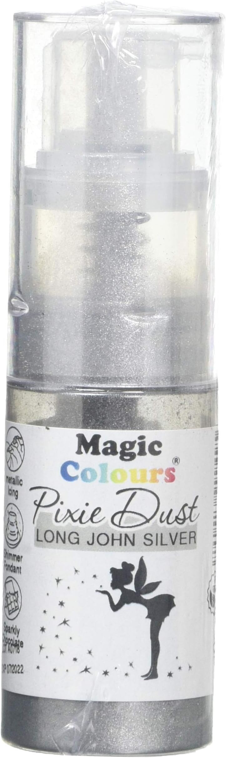 Magic Colours Pixie Dust Edible Glitter Powder Spray for Cake Decoration (Long John Silver)