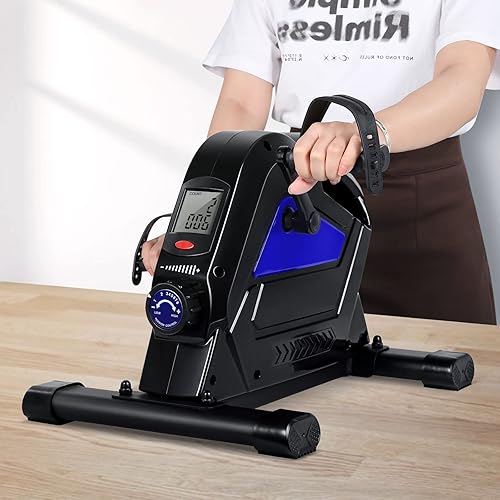 Miniatura 7 de Ejercitador de pedales de bicicleta para debajo del escritorio, mini bicicleta estática del Himaly con resistencia magnética, ciclo de pie portátil