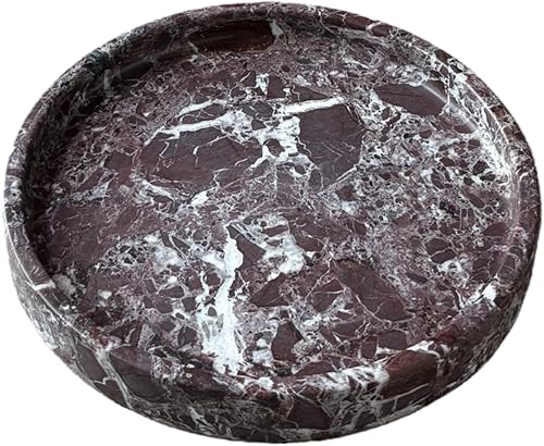 Miniatura 11 de Bandeja de tocador de mármol natural, bandeja para joyas de perfume, bandeja otomana redonda para bebidas, mesa de café, decoración del hogar