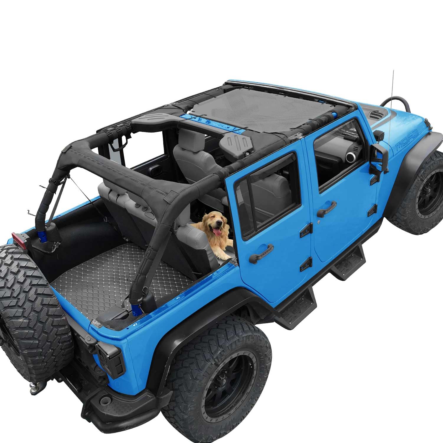 JK Sun Shade Top Compatible with Jeep Wrangler Sunshade, Gray, Front