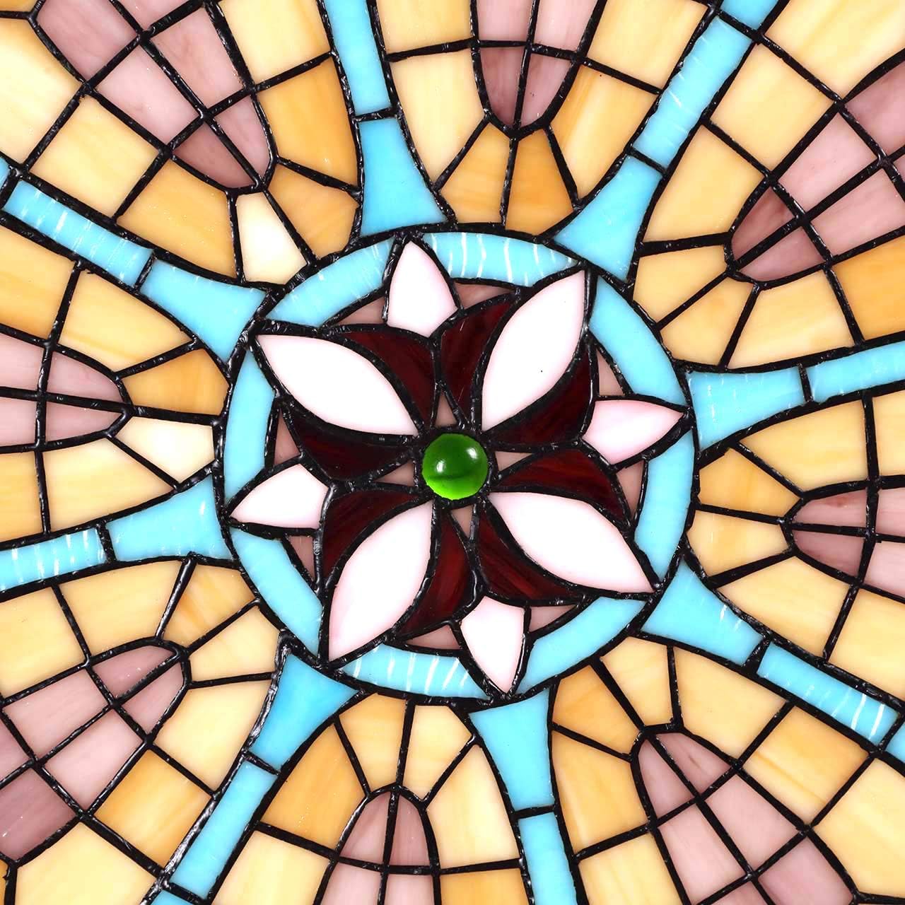 Bieye W10017 Victorian Tiffany Style Stained Glass Window Panel 22 inches Wide Round with Chain