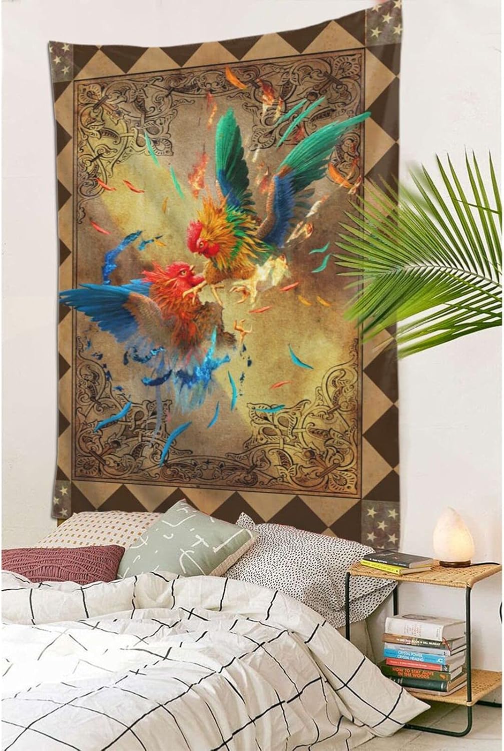 Blanket Vintage Rooster Fighting Throw Blanket for Adult Kid,Soft Plush Fluffy Warm Cozy Fleece Blanket Perfect for Bed Sofa Couch – Great Birthday/Christmas Day Gifts,(80" x 60")