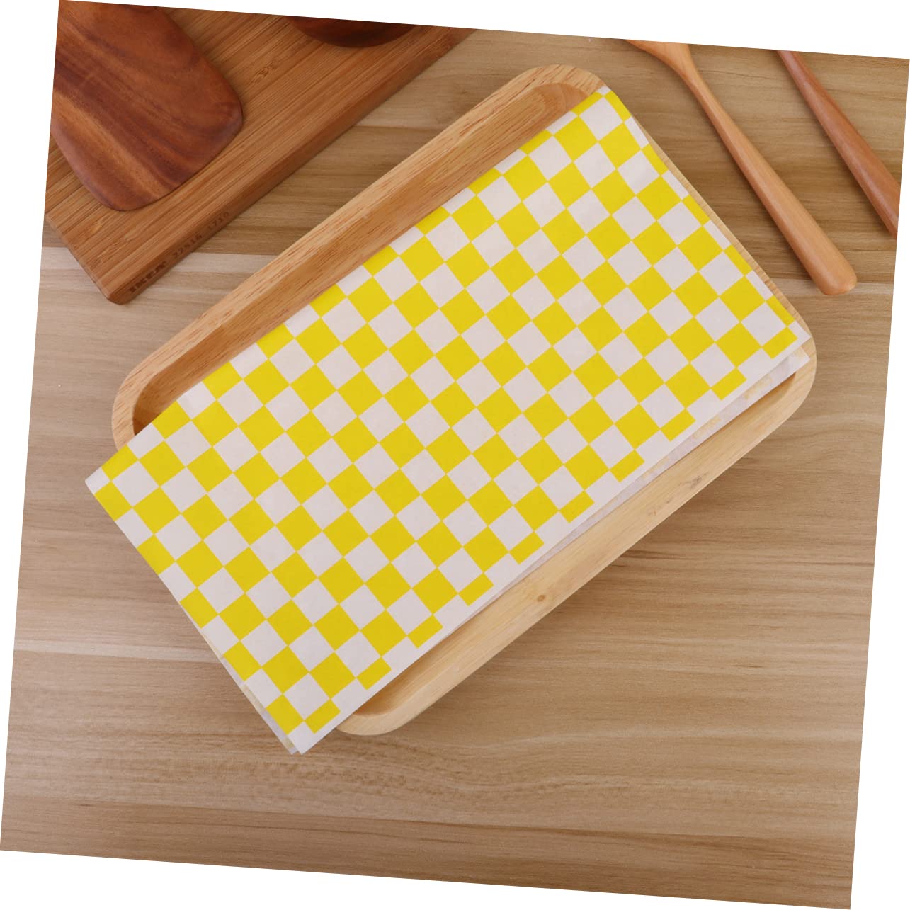 KICHOUSE 100pcs Plaid Pattern Pizza Oil Paper Food Wrapping Paper Greaseproof for Cooking