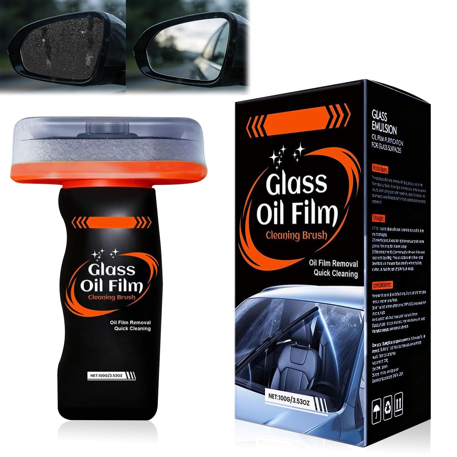 Scheibenreiniger Auto, Oil Film Cleaning Brush, Windschutzscheiben Reiniger, Glass Emulsion Glasreiniger Auto Scheibenreiniger für Autoscheiben Spiege Glasoberflächen