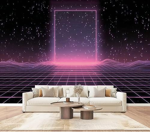 Miniatura 14 de Mural de pared Synthwave de onda de vapor retrowave rosa de gran brillo medio autoadhesivo autoadhesivo removible adhesivo adhesivo de pared