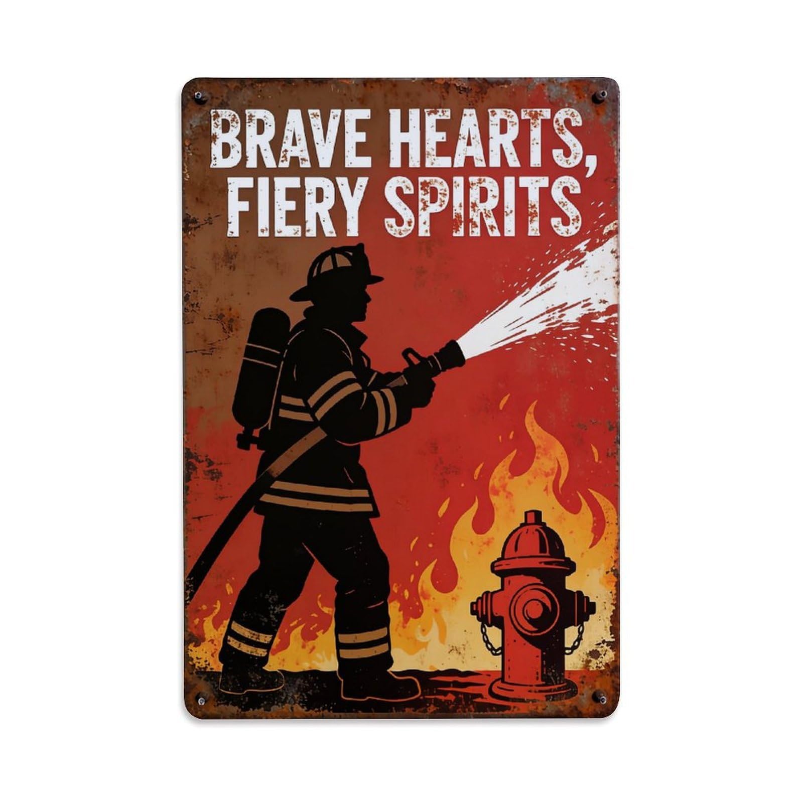 Nestemfo Vintage Brave Hearts Fiery Spirits Print Tin Sign Metal Sign, Living Room,Bar, Home, Bedroom Wall Decor,Retro Metal Poster 8X12 Inches