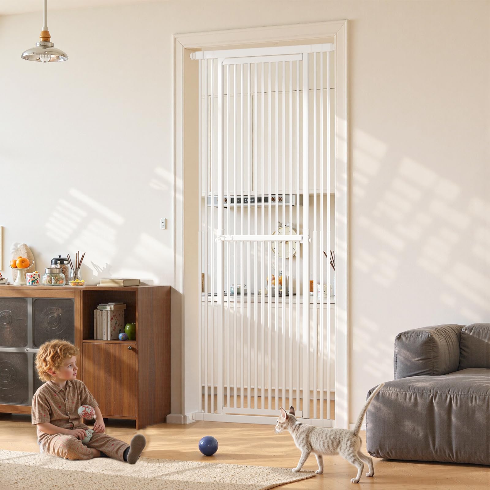 gardner pet extra tall cat gate (white, 87")