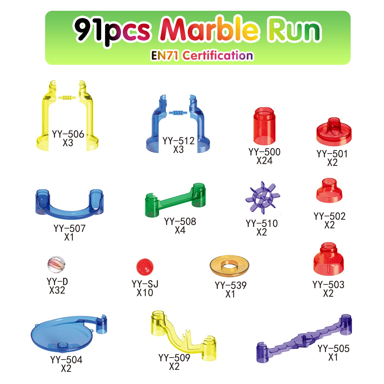 Buy Ucradle Marble Run, 91 Pcs Marble Runs Toy for Kids, Construction