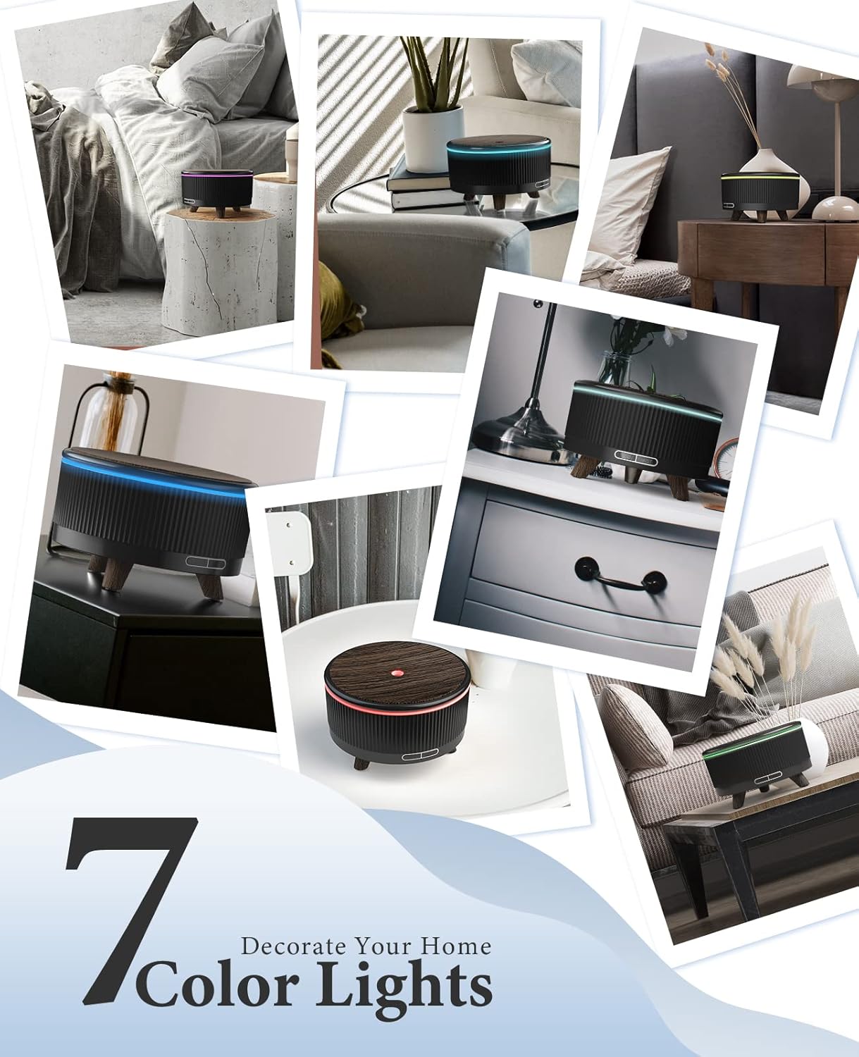 Diffusers for Essential Oils Large Room with Remote, 500ml Aromatherapy Diffuser, 7 Colors Changed Black