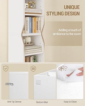 Hzuaneri Bookcase, Narrow Tall Bookshelf, 8-Tier Skinny Shelf