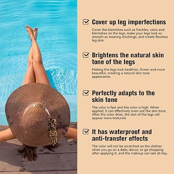Leg Makeup Waterproof No Transfer, 100ml Waterproof Leg Makeup for Veins & Scars, Full Coverage Body Concealer for Mature Skin, Long Lasting & Smoo, Naturally Blends Skin, #03