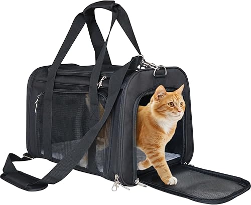 Miniatura 7 de L&W BROS. Transportador para gatos aprobado por aerolíneas, bolsa de viaje para mascotas de lados suaves para gatos y perros pequeños de menos de 16