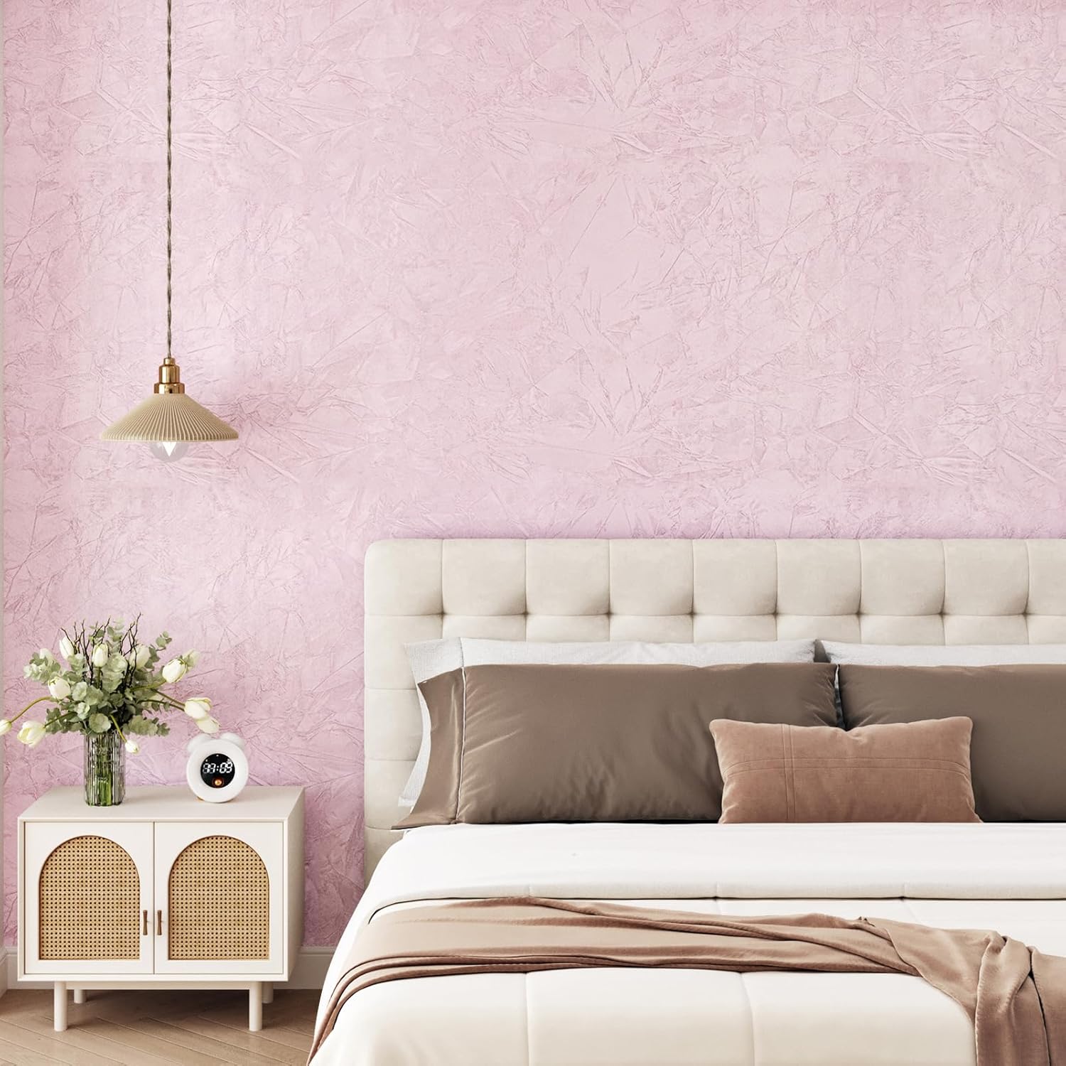 WESTICK Pink Velvet Fabric Contact Paper Felt Drawer Liner for DIY Decor Self Adhesive Velvet Wallpaper Peel and Stick Flocking Felt Roll Fabric Wallpaper for Jewelry Box Crafts Accent Wall 15.8"x394"