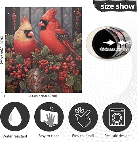 Miniatura 4 de Cubierta magnética para lavavajillas con diseño de cardenal de Navidad, cubierta de panel para lavaplatos, cubierta de panel de puerta, para nevera,