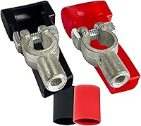 Vista 7 de Ampper Conectores de terminales de batería de cobre, juego de conectores de terminales de batería de poste superior (+/-) con cubierta y tubos