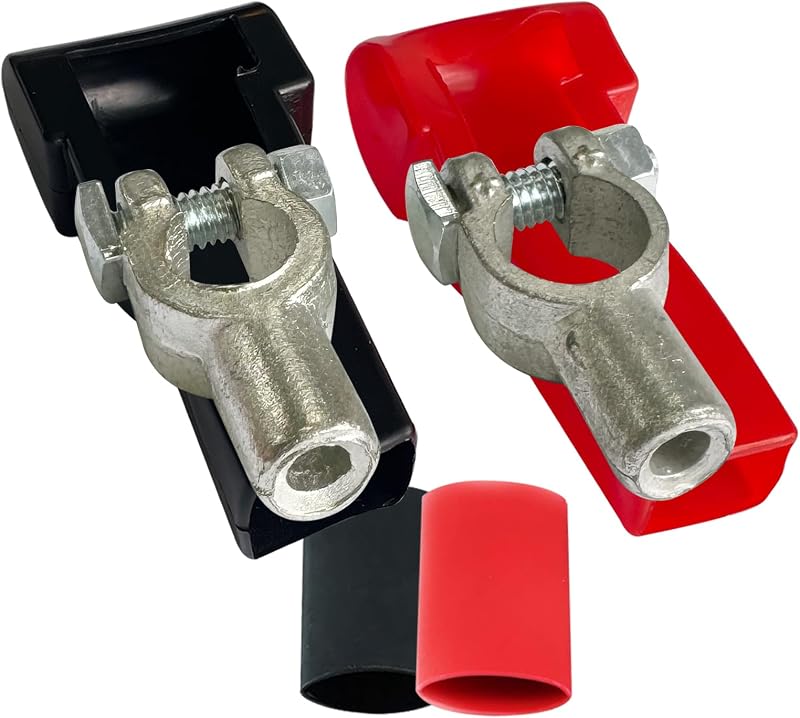 Terminais de bateria automotiva Ampper em cobre para polo superior e cabo 4 AWG – Par