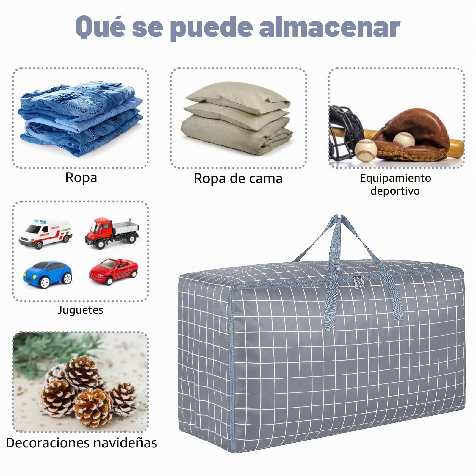 Paquete de 4 cajas de almacenamiento extra grandes con tapas para mudanzas, armarios, bolsas de almacenamiento resistentes con cremalleras para ropa, cajas de embalaje organizadoras fuertes