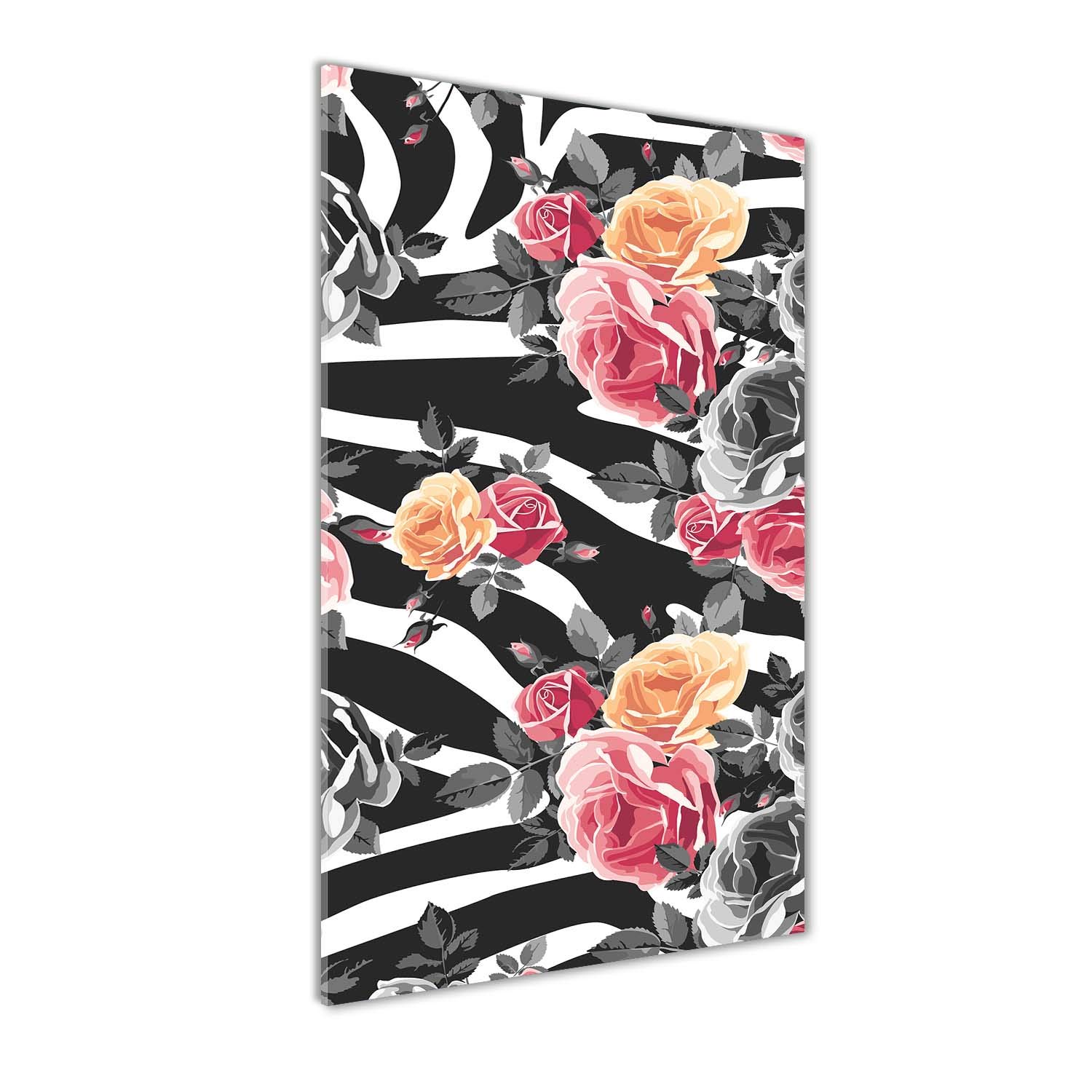 Impression sur verre 60x120 cm Tulup avec fleurs roses zèbre pour décoration panoramique