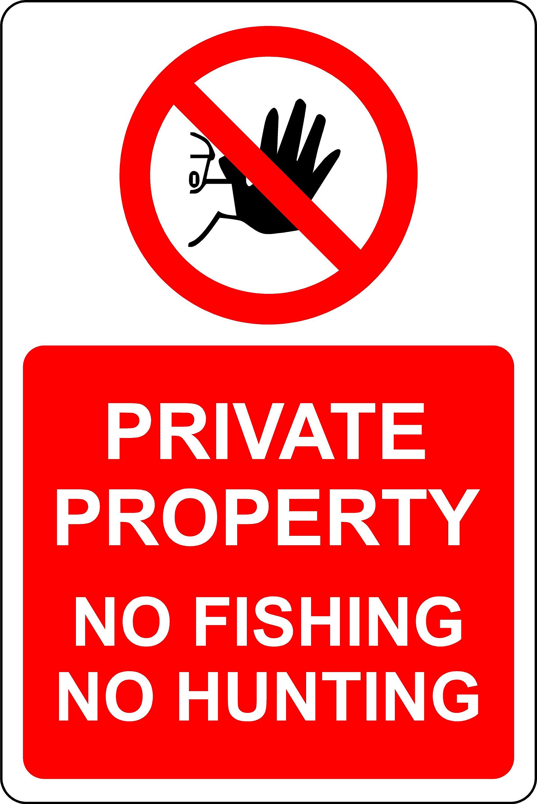 Kpcm Display Ltd Private Property No Fishing, No Hunting Sign - 1.2Mm Rigid Plastic 300Mm X 200Mm