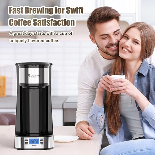 Miniatura 4 de RAINBEAN Cafetera de una sola porción, cafeteras programables de una sola porción, temporizador de arranqueapagado automático, cafetera de taza
