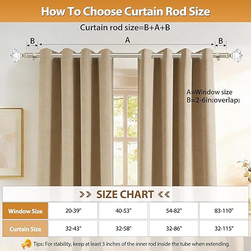 Miniatura 8 de TONIAL Barras de cortina para ventanas de 20 a 53 pulgadas (1.6 a 4.4 pies), empalme telescópico 34 barras individuales de 32 a 58 pulgadas (2.6-4.8