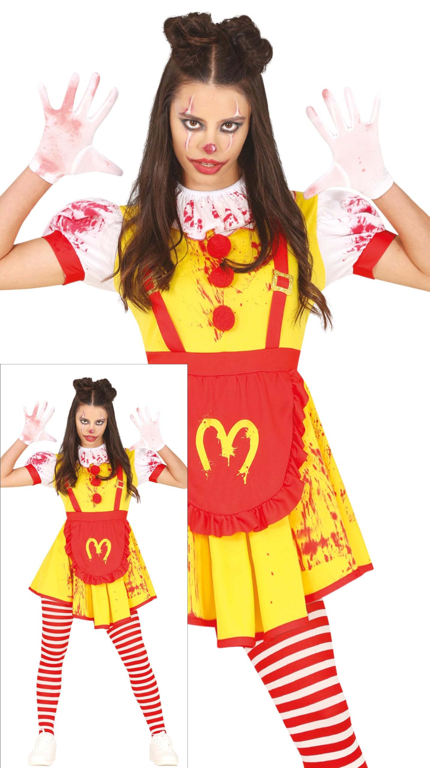 FIESTAS GUIRCA Clown Miss Mckiller Fancy Dress Costume Adult Woman Size M 10-12