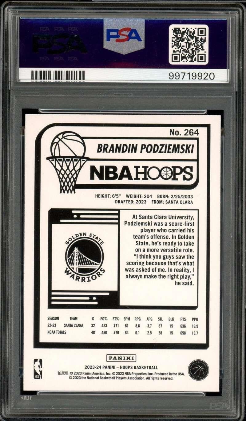 Brandin Podziemski Rookie Card 2023-24 Hoops Explosion #264 PSA 10 - Basketball Slabbed Rookie Cards