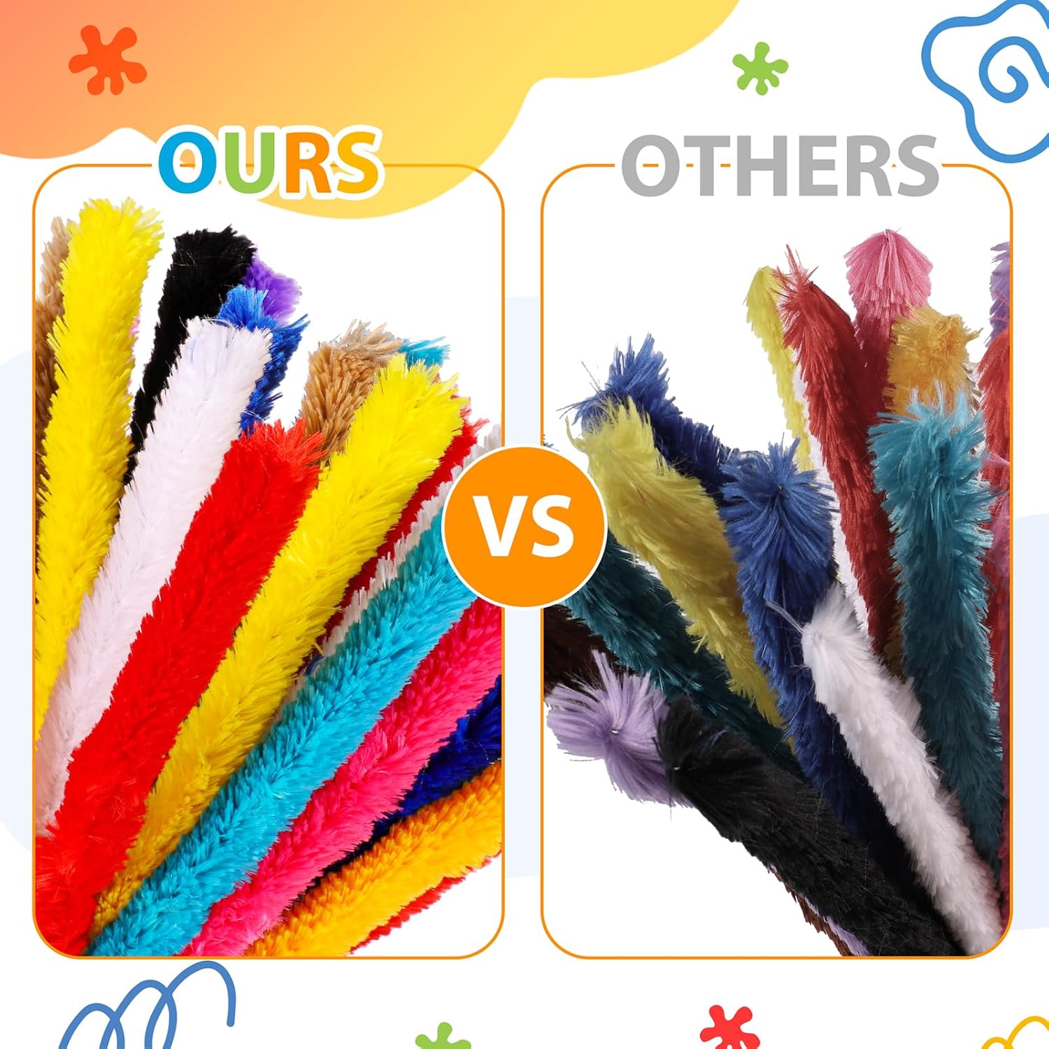 Caydo 50PCS Extra Thick Pipe Cleaners Craft 10 Colors Jumbo Chenille Stems for Kids Creative DIY Projects and Mother's Day Decorations(3CM x 12 Inch)