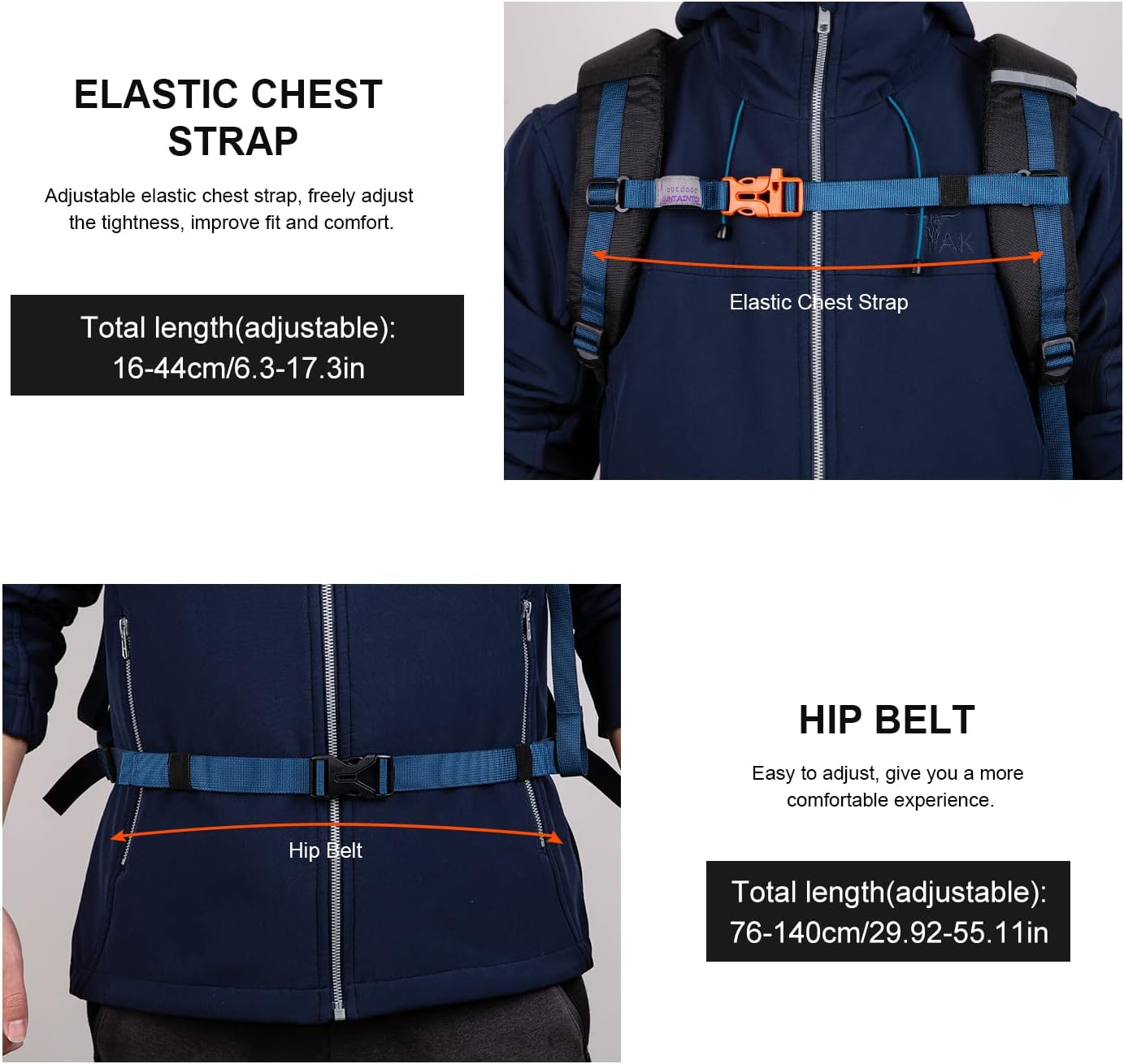 MOUNTAINTOP Hiking Backpack 35L Outdoor Travel Camping Day Pack with Rain Cover for Men Women 6413-black 35L