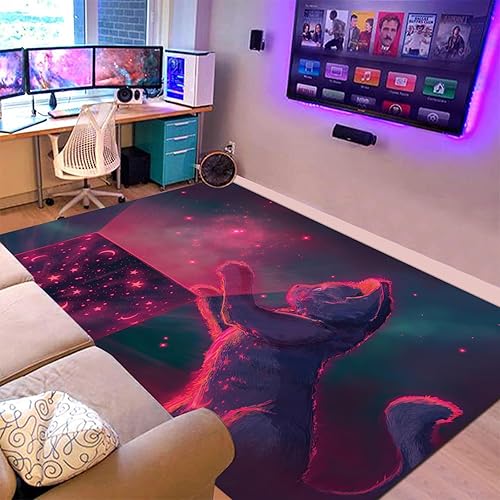 Cat Rug - Cute Animal Cartoon Rugs, Retro Cat Area Rugs for Room Decor, Non-Slip