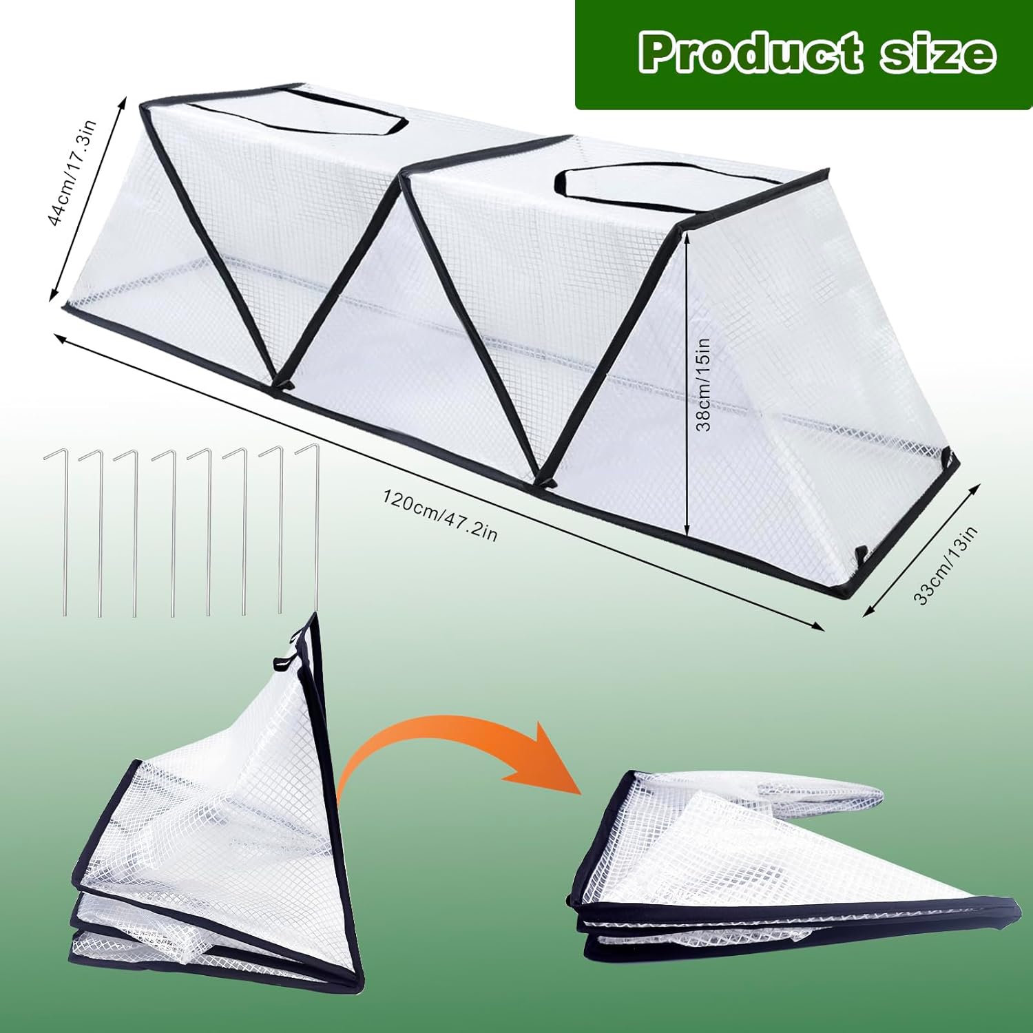 48" X 13.4" X 14" Foldable Frost Protection Garden Covers for Raised Beds, Garden Row Accelerator Plants Cover with Insect Net Spring-Up Greenhouse Frost Cover for Vegetable Plant (1pc)