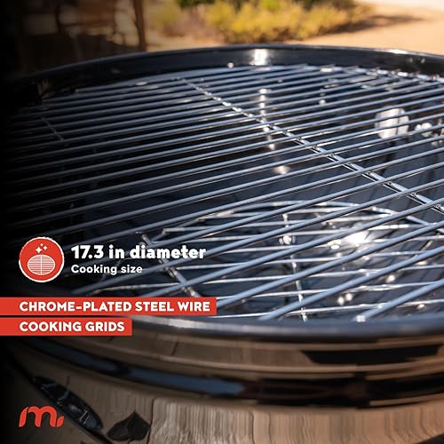Miniatura 6 de Megamaster Ahumador vertical para barbacoa de carbón de 18 pulgadas, parrilla portátil 4 en 1 para exteriores con ventilación de aire ajustable, 600