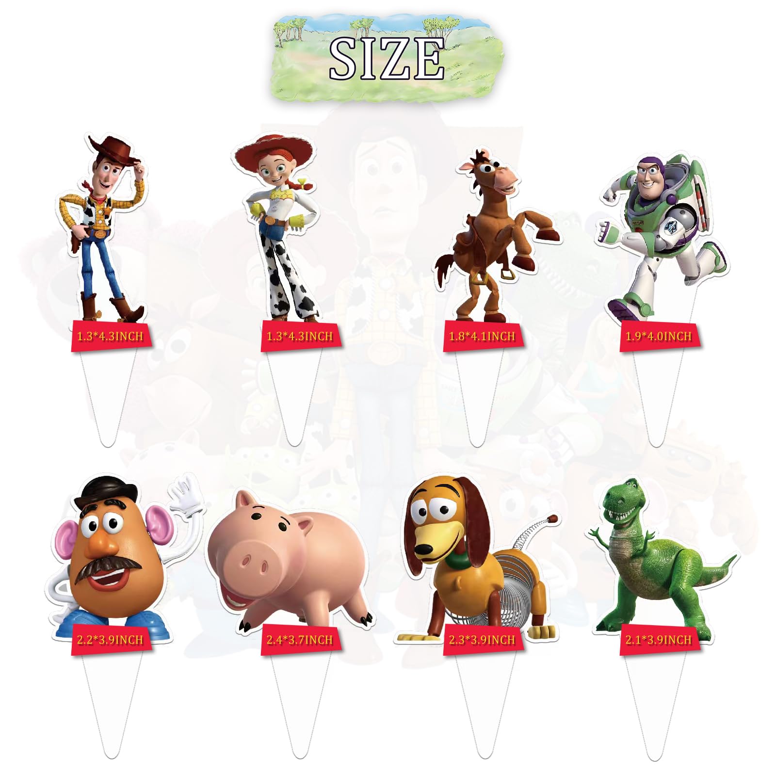 48Pcs Toy Inspired Story Cupcake Toppers for Birthday Cake Cupcake Decorations Toy Birthday Party Supplies