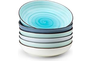 Sweese Ceramic Pasta Bowls with Lipped Edges: 30oz Deep Porcelain Salad Bowls