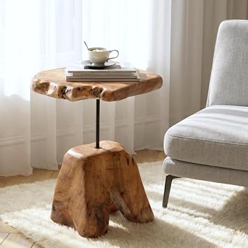 WELLAND Cedar Stump Side Table, Handcrafted Wood Accent Table | Measures approximately 14" W 19" H, handcrafted from genuine cedar for a naturally unique accent in any room