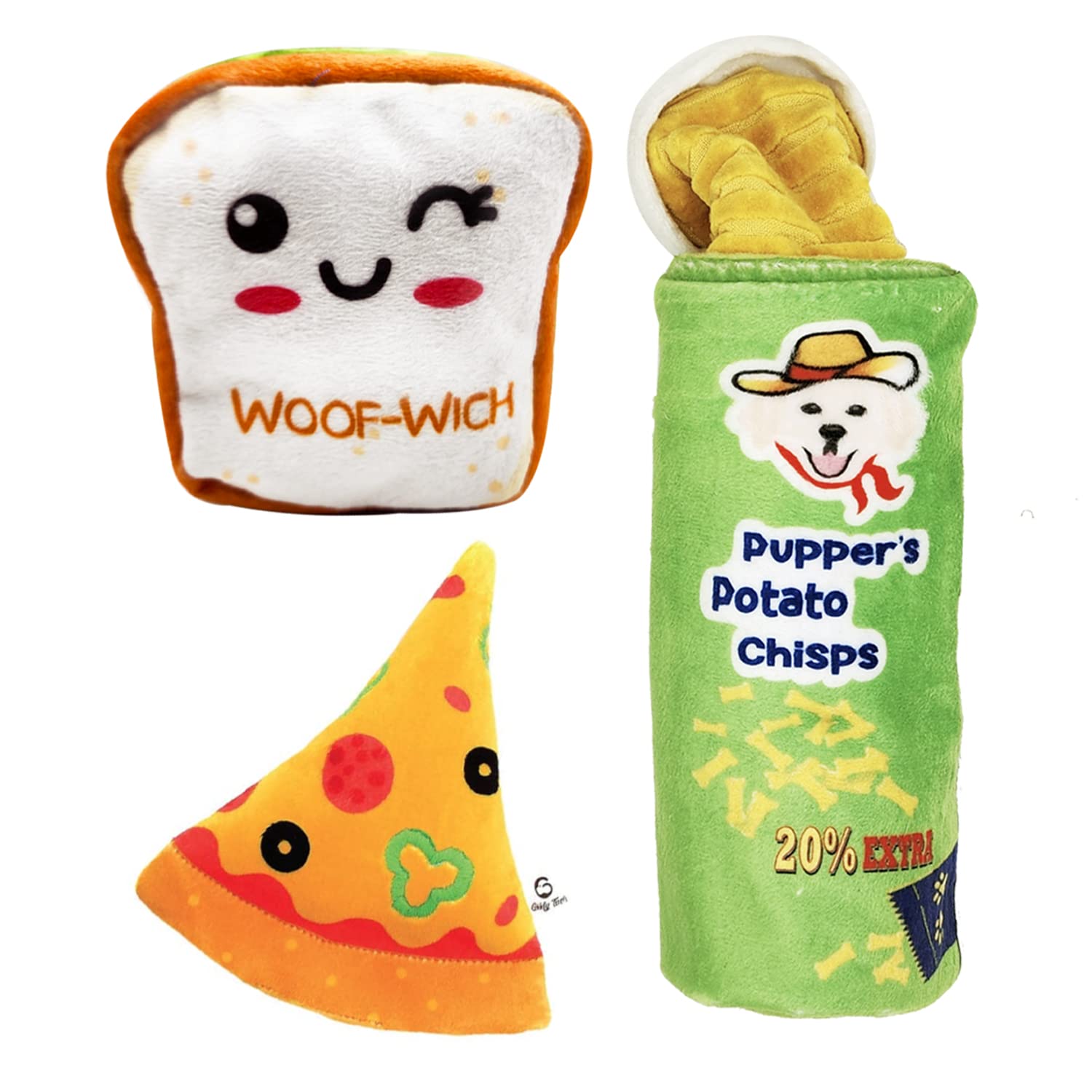 Goofy Tails Food Buddies Dog Toys Combo of 3 Squeaky Plush Toys Combo (Sandwich + Pizza + Pupper Potato Chip) Crinkle Toy for Puppies (B09T37W12P) Amazon Price History, Amazon Price Tracker