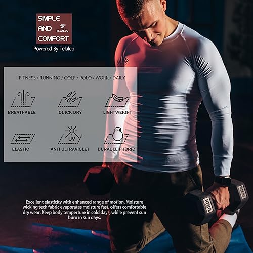 Miniatura 3 de Paquete de 5 o 4 camisetas de compresión para hombre, manga larga, atlética, capa base, camiseta interior para entrenamiento