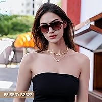 Vista 62 de Feisedy - B2622 - Lentes de sol estilo aviador, cuadrados, clásicos de los años 70, unisex, con montura clásica retro y elegante, UV400 Marco